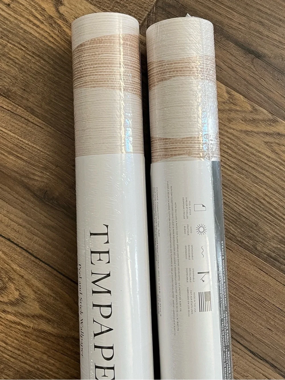 NWT TEMPAPER & Co Faux Grasscloth Geo Peel & Stick Wallpaper 2 Dbl Rolls GG5003